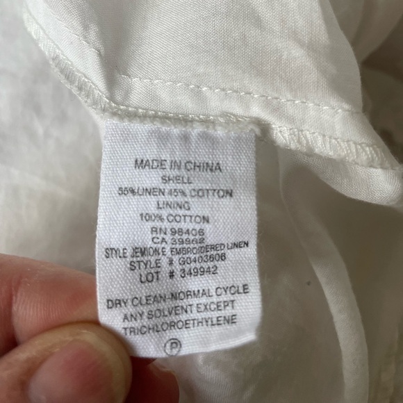 Theory Women’s Jemion E Embroidered Eyelet Dress Size 6 White Linen Fit & Flare - Picture 3 of 16